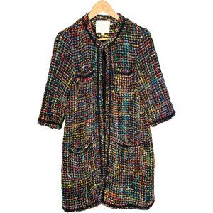 Anthropologie Ett:Twa Berwyn Rainbow Tweed Jacket Artsy Art Teacher Funky S